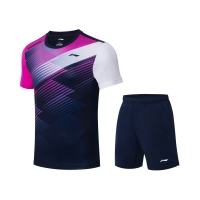 Комплект Li-Ning Kit M T-shirt+Shorts Black/Purple AATS007-2