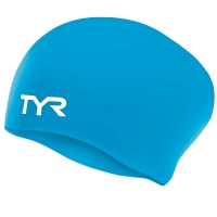 Шапочка для плавания TYR Junior Long Hair Wrinkle-Free Silicone Cap Cyan LCSJRL-420